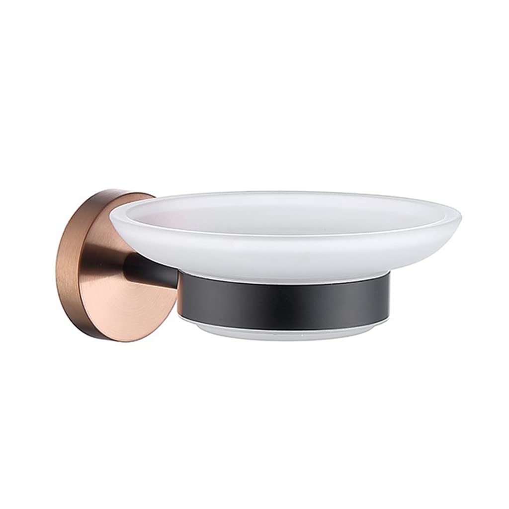 LMYSXAOZ Bathroom Accessory Set Rose Gold Black Accessories Hardware Set, Towel Bar Rail Rack, Toilet Paper Holder, Robe Hook, Soap Dish, Brush(Soap Dish)