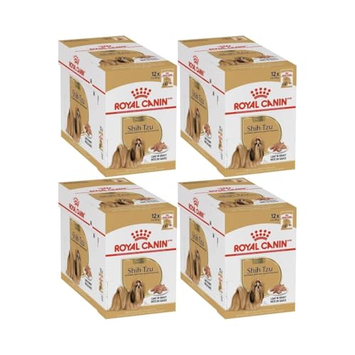 Royal Canin Shih Tzu Adult Mousse | 4er Pack | 4 x 12 x 85g | Alleinfuttermittel für Hunde | Mit Taurin, EPA & DHA
