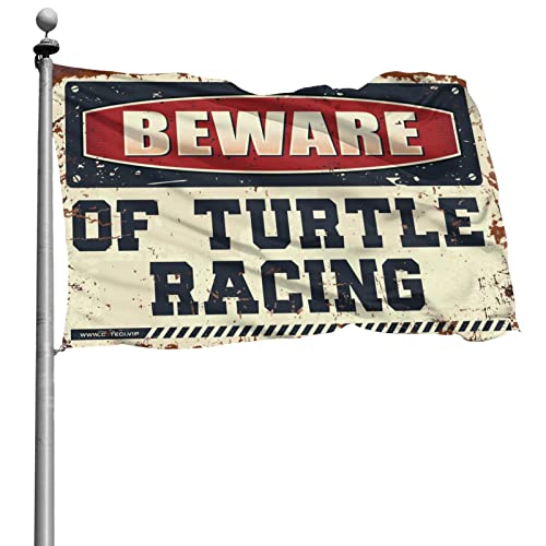 Drapeau méfiez-vous des tortues de course cadeau original homme