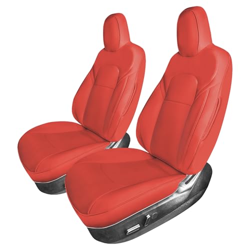 FH Group Custom Fit Car Seat Covers Specifically Made for 2020-2025 Tesla Model Y Faux Leather Water Resistant Automotive Seat Covers -Front Set Solid Red by FH Group - Used condition - US$135.28