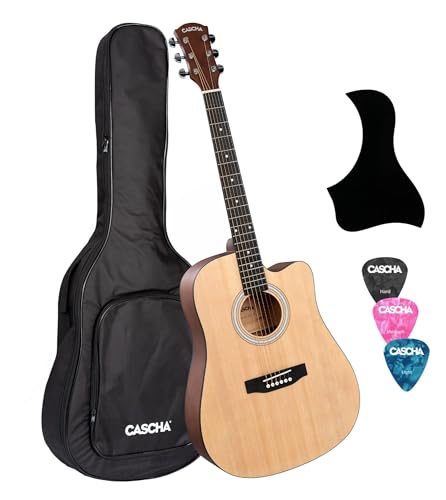 Cascha CGA110 Student Series guitare folk avec pan coupé + housse - Les Beatles, Paul McCartney, John Lennon, RIngo Starr, George Harrison Cascha CGA110 Student Series guitare folk avec pan coupé + housse