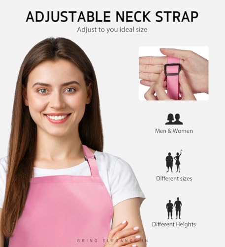 image for Syntus 2 Pack Adjustable Bib Apron Waterdrop Resistant with 2 Pockets 