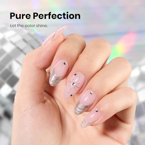 Image of Beetles Pearl Gel Nail Polish - 15ml Stay Shining Silver Moonlight Gel Polish White Sliver Sparkle Thread Effect Nail Art Uv Led Home Salon Long-Lasting Soak-Off Nail Gel Gift for Women