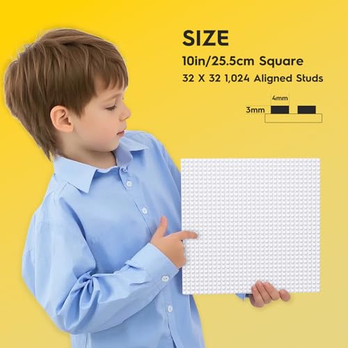 Image of Pokiiulk Classic White Baseplates, 32x32 Studs Square Base Plates for Play or Display Bricks Creations, Compatible with Classic Bricks, 10 inch x 10 inch, Pack of 2, Perfect for City Streets, Grounds