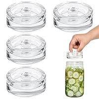 XCDMJ Glasgewichte Zum Fermentieren- Fermentierset Bestehend Aus 4 Gewichten Zum Fermentieren(7 cm) Beschwerungsstein Mit Leichtem Griff Und Einem Funktionalen Spalt Zum Von Überschüssiger Lake