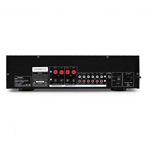 Auna Amplificador Audio Equipo de Musica para Casa, Amplificador HiFi y AV, Control de Graves y Agudos, Amplificadores de Sonido Subwoofer, 2 Canales Audio y Altavoz, Mando, Entrada AUX, MP3 y CD