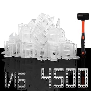 Storystore Tile Leveling System with Hammer – 4500 Piece Tile Leveling Clips 1/16″, Tiles Spacers Leveling System DIY for Professional Ceramic Tile and Stone Installation