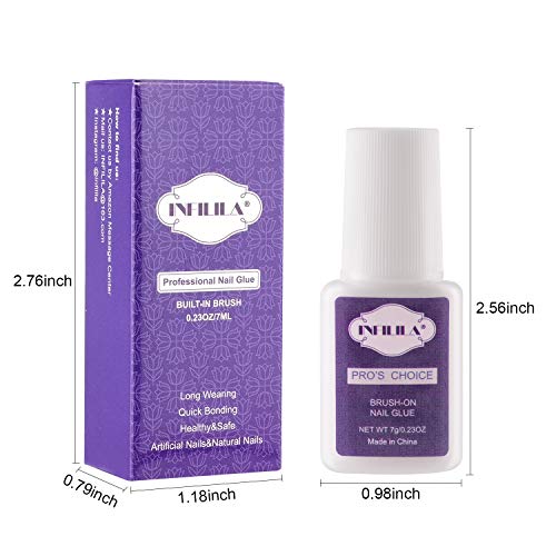 INFILILA Nail Tip Glue Professional Brush On Nail Glue For Acrylic Nail Fake Nail Fasle Nail Tips Glue Adhesive Press On Nail Glue Bulk Long Lasting 7ML/0.23OZ (2PCS)