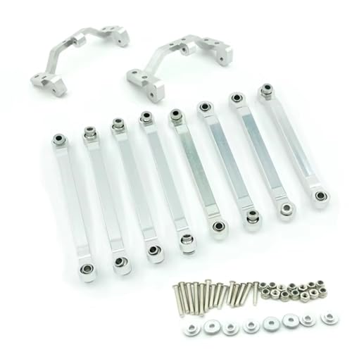 RC修理部品 For MN D90 D91 D96 D99 D99S MN90 1/12 8個入り メタルシャーシ プルロッド リンク サスペンション タイロッド RCカー アップグレードパーツ(Silver with seat)