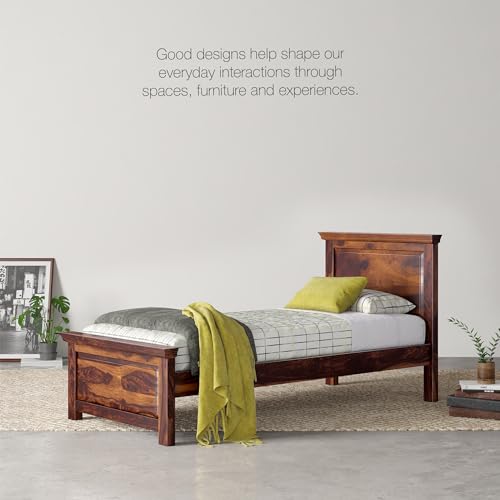 Image of AADITYA WOODS Solid Sheesham Wood Single Bed Cot Without Storage | Single Size Bed for Bedroom | Multipurpose Use Bed- Walnut 21