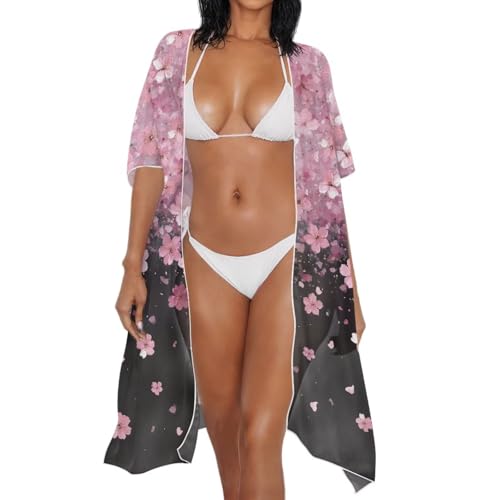 Pareos de playa para mujer kimono largo talla grande cárdigan holgado Poceacles 2
