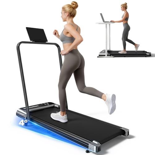 Walking Pad Treadmill with Handle Bar and Adjustable Incline, Compact Portable Treadmills for Home...