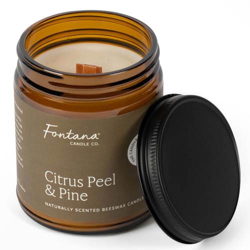Fontana Candle Co Wood Wick Beeswax Candle, Citrus Peel & Pine