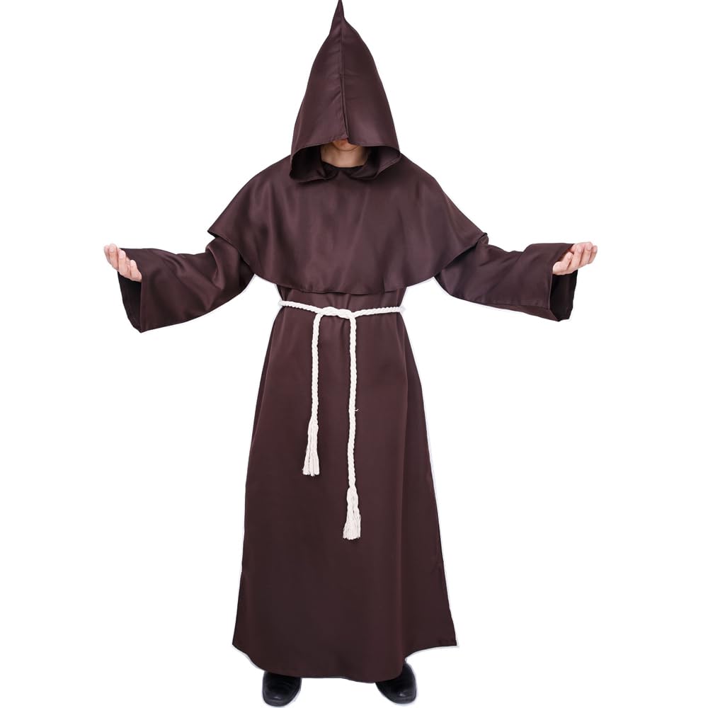 Myir JUN Costume Halloween Uomo, Costumi Vestito Halloween Adulto Accappatoio Medieval Rinascimentale Saio Ideale per Halloween Carnevale