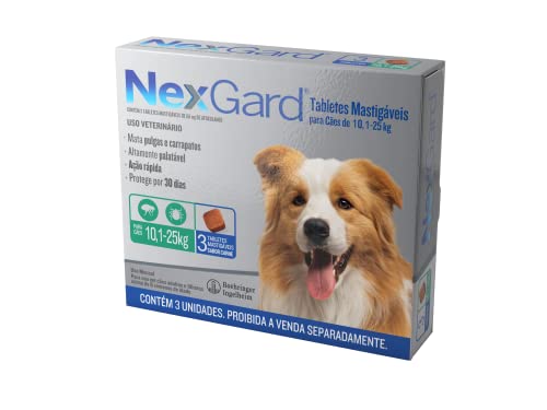 NexGard Antipulgas e Carrapatos para Cães de 10.1 a 25kg 3 tabletes