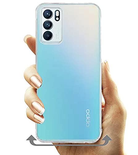 Image of Soft Flexible Silicone Back Cover Compatible with Oppo Reno6 5G, Transparent Case + Screen Guard