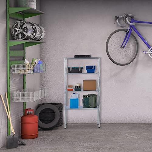 Relaxdays Heavy Duty Shelving Unit, Max. Load 200 kg, 4 Shelves, 150x75x30 cm, Garage & Cellar, Galvanised Steel, Silver - Image 2