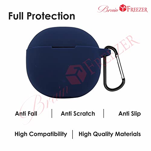 Image of GENERIC Soft Silicone Earphone Case Cover Compatible with Boat Airdopes 181, with Keychain [Front LED Visible] Dark Blue (Device Not Included)