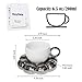 Koythin Ceramic Coffee Mug with Saucer Set, Creative Cute Cup with Sunflower Coaster for Office and Home, 6.5 oz/200 ml for Tea Latte Milk (Electroplating White and Silver)