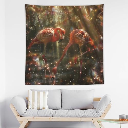 Tapisserie murale flamants roses et soleil pour une chambre cocooning