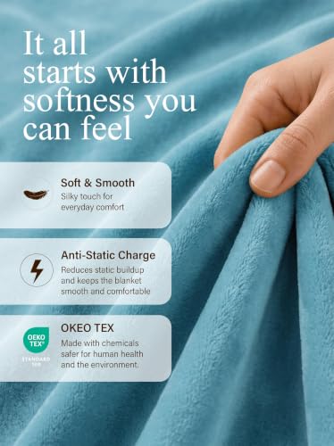 Image of Utopia Bedding Soft Fleece Bed Blanket Twin Size Washed Blue (60x80 Inch)