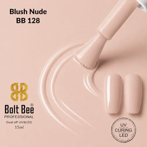 Image of BOLT BEE 15ML Gel Nail Polish 1Pc Clear Pink Glitter Nail Polish Soak Off UV LED Nail Gel Polish Nail Art Starter Manicure Salon DIY at Home, 0.5 OZ (1) (128)