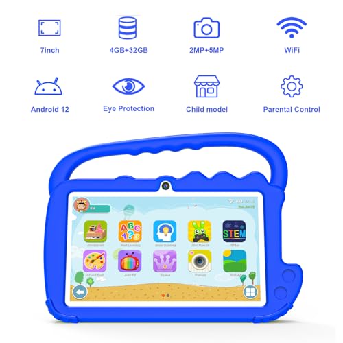 Tablet infantil, tablet infantil Android de 7 polegadas para crianças, 4 GB de RAM, 32 GB de ROM, su