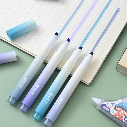 Image of RECLUSE 12 Pcs Aesthetic Highlighters Pastel Markers with Soft Tip No Bleed Bible for Journaling Notes School Supplies Colours Bleed Marker Water-based Ink Quick Dry Note Taking Office Stationary