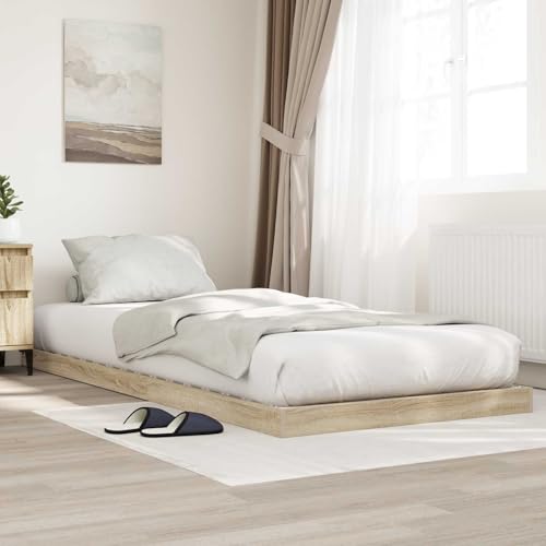 sephironlbb Marco de cama Sonoma de 80 x 200 cm, madera de futón, cama individual estrecha con somier, duradero para dormitorio