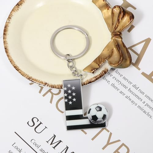 Bag Charms Initial A-Z Letter Keychain Bag Charm Soccer Keychain for Handbags Sports Bag