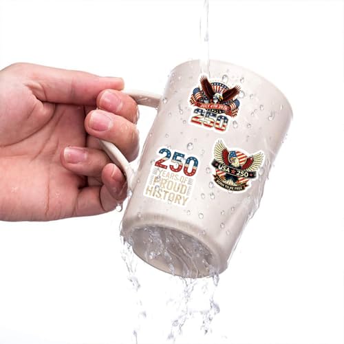 Image of 60PCS 250th Anniversary USA Stickers, America 250 Patriotic Vinyl Decals for Water Bottle Laptop Car Phone, 250th Anniversary Stickers American Flag Design, USA 250th Merchandise & Party Favors