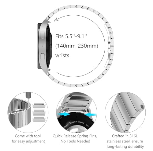 Zitel Band for Samsung Galaxy Watch 7 44mm/40mm, FE 40mm, Silver - Image 7