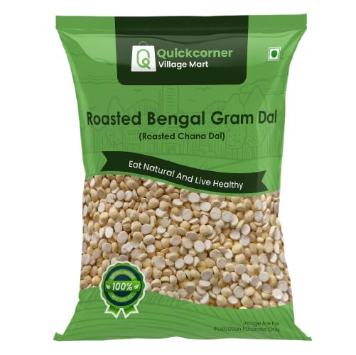 Quickcorner Village Mart Naturals Roasted Chana Dal | Bengal Gram Dal | Bhuna Chana | Daliya Fada (400 G)