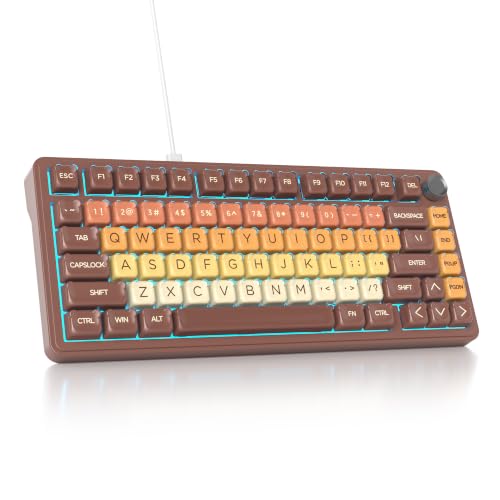 Image of surmen 75% Brown Wireless Mechanical Keyboard Tri-Mode for PC /Laptop | BT5.0 /2.4Ghz /USB,Hot-Swap,RGB Backlit,Creamy Sounding