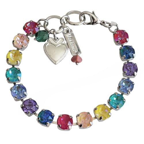 Mariana Rhodium Plated Sun-Kissed Rainbow Colorful Classic Crystal Tennis Bracelet, Multi Color 4252 168-1ro2