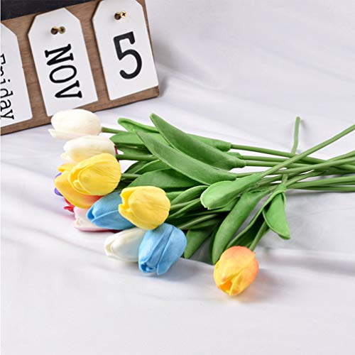 Tendycoco Flores tulipas cor-de-rosa com toque real Tulipa artificial hastes para arranjos florais d