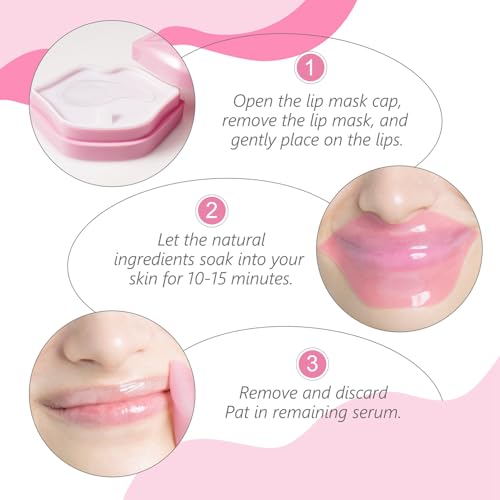 ARCHIDATE Lippenmaske - Lippenmaske Pads - Collagen Feuchtigkeit Lippenpflege Mask - Anti Falten Reduzieren Feine Linien Lippenpeeling Lippen Maske - Lip Masken Beauty (ROSA)
