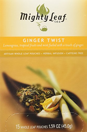 Mighty Leaf Tea Ginger Twist, Whole Leaf Pouches, 1.59 Ounces, 15 Count