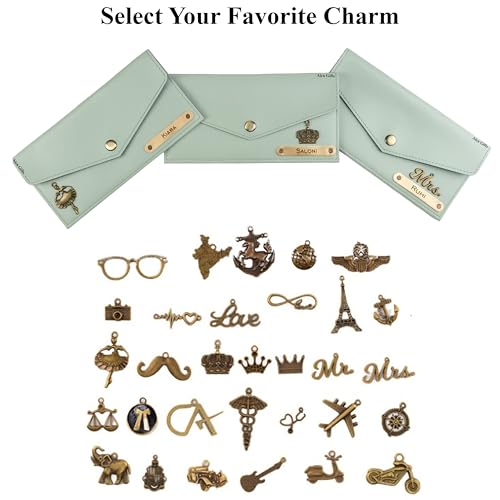 Image of AICA Personalized Name & Charm Leather Womens Wallet (Mint Green) | Customized Gifts for Women Girls | Gifts for Women | Wallet for Woman | Diwali Gifts | Wallet for Women | Corporate Gifts for Staff