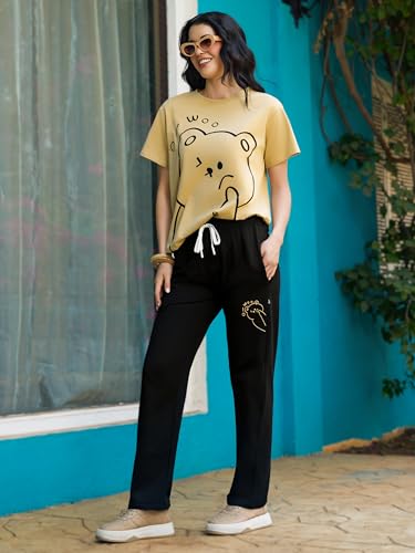 Image of ZEYO Night Suit for Women's Printed Night Dress of Top and Pyjama