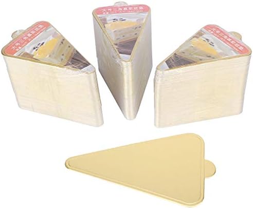 300Pcs Mini Cardboard Cake Bases, Golden Mousse Cake Boards Cake Paper Plates Dessert Board Triangular Cupcake Dessert Displays Tray for Wedding Birthday Party