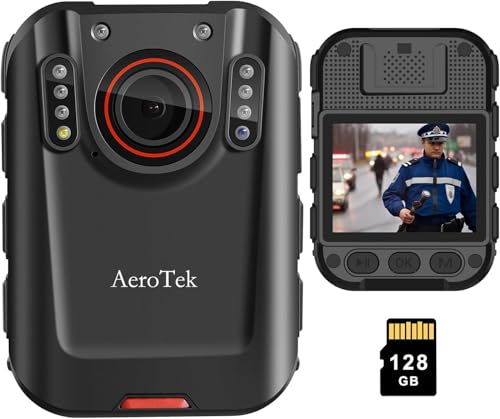 2K Body Camera, Police Body Cam with Video Recording and Ultra Infrared Night Vision, Body Worn Camera for Law Enforcement Recorder (128GB Card Set)