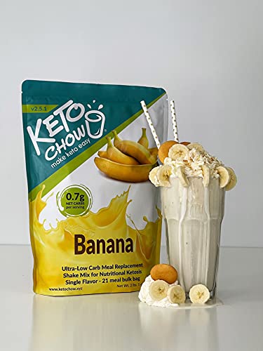 Keto Chow | Keto Meal Replacement Shake | Nutritionally Complete | Low Carb | Delicious Easy Meal Substitute | You Choose The Fat | Banana | 21 Meal Bulk Pack