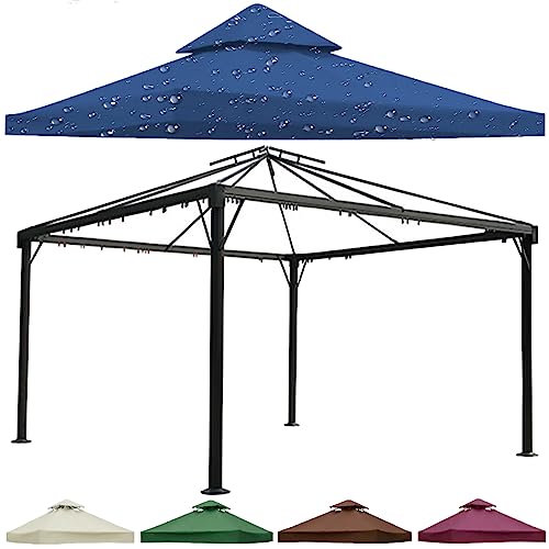 Cubierta de repuesto impermeable de 3 x 3 pulgadas, toldo duradero de 2 niveles con parte superior ventilada de aire, tela Oxford 300D para pérgola al aire libre solo