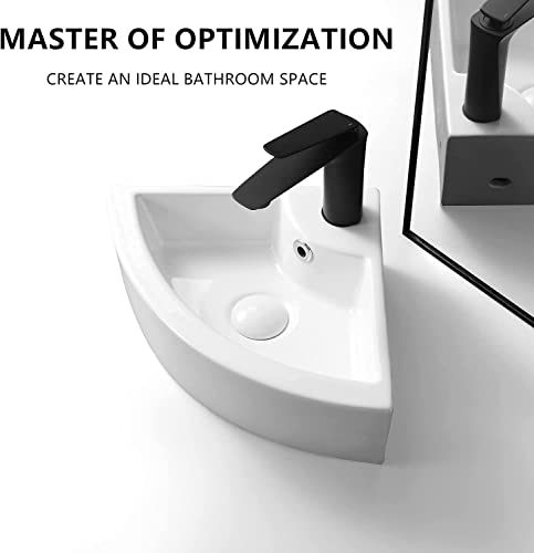 Lavabo esquinero pequeño blanco para ganar espacio en el cuarto de baño 7