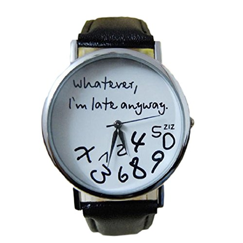 Preisvergleich Produktbild Kolylong Damen Uhr Leder Armbanduhr Nummer Muster Schwarz