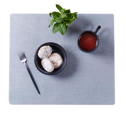 modern-twist 14 x 16 Silicone Placemat, BPA, PVC-Free Table Mat, Dishwasher Safe, Linen Print in Silver, Pack of 1