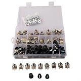Emballage pratique : le kit est emballé de manière pratique et comprend 10 potentiomètres B10K, 5 pièces de chacun B1K, 5 K, 20 K, 50 K, 100 K, 250 K, 500 K, 1 M, 30 boutons en plastique blanc, 10 boutons en plastique noir, 10 boutons en plastique bleu, 50 rondelles et 50 écrous. Tous les composants sont soigneusement emballés dans une boîte en plastique.