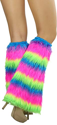 Image of ToBeInStyle Women's Faux Vibrant Fur Retro Daring 60' Inspired Ravewear Knee High Leg Warmers