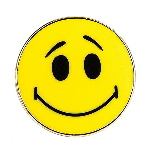 Pin's Emoji en métal émaillé jaune avec visage souriant